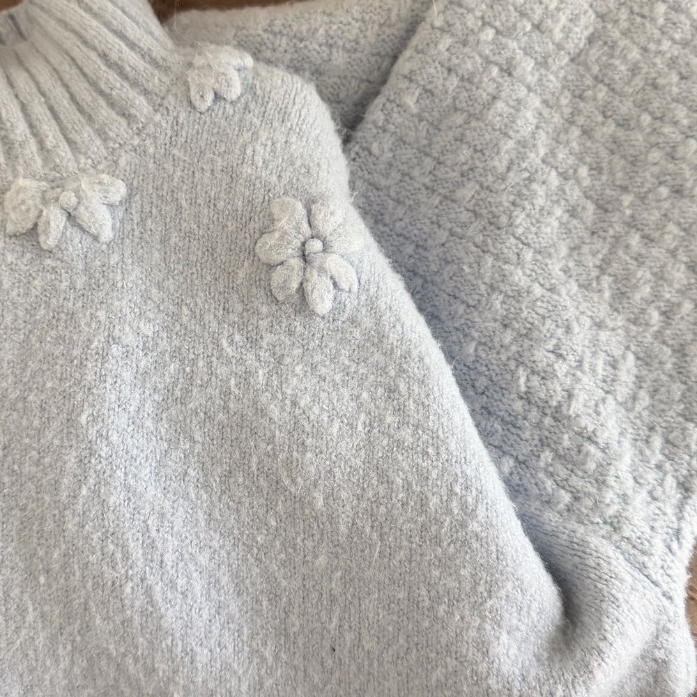 Jessica Simpson Light Blue Floral Turtleneck Sweater